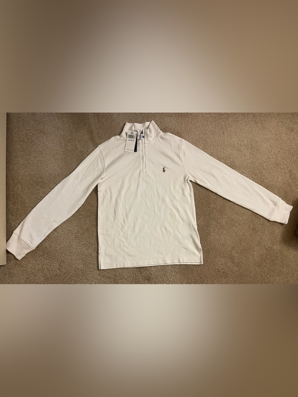 Polo Ralph Lauren 1/4 zip up sweater beige size youth medium